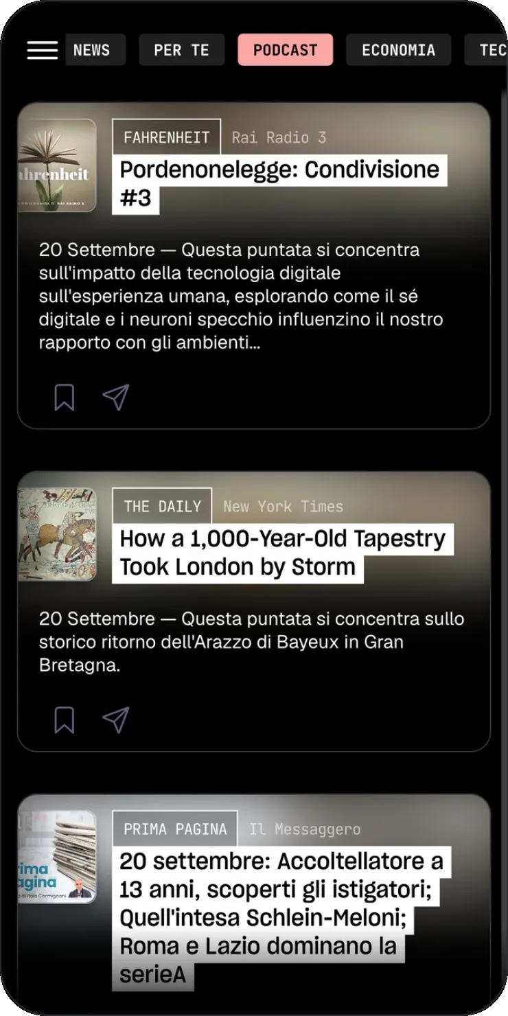 Column app: the podcast feed