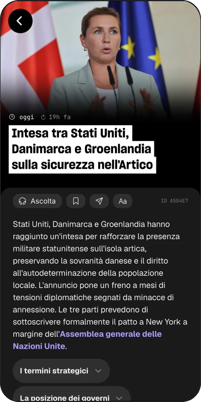 Column app: a Top News story with its summary